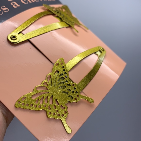 2 butterfly hair snap clips accessories new gold - Picture 8 of 8